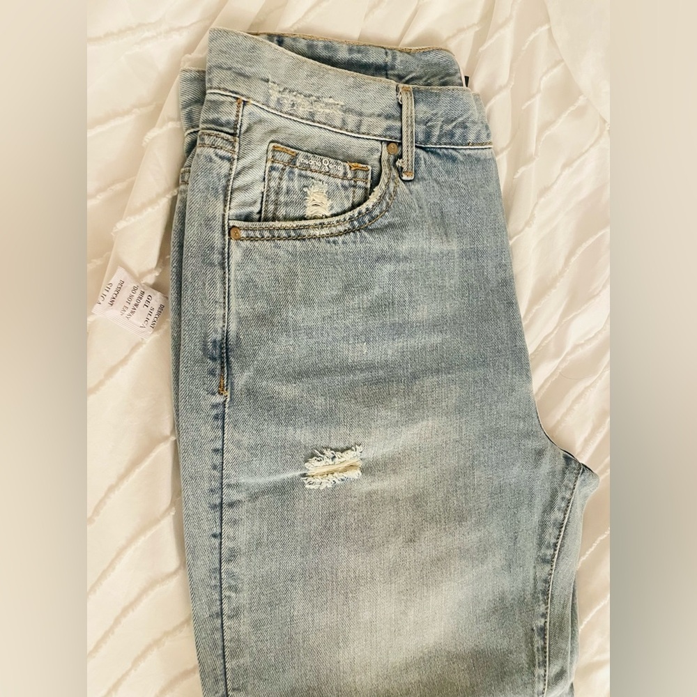Light Blue Jeans with Distressed Detailing, hi-rise tapered jeans - Picture 3 of 4